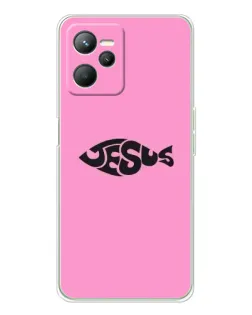 Чехол для Realme C36 с картинкой «Розовый символ  Jesus»
