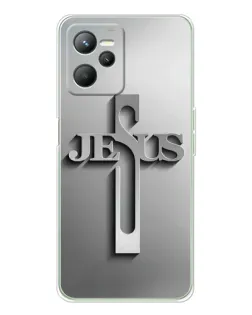 Чехол для Realme C36 с картинкой «Металлический крест Jesus»