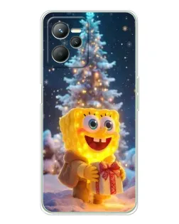 Чехол для Realme C36 с картинкой «Рождественский Спанч Боб»