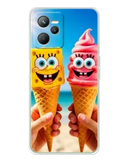 Чехол для Realme C36 с картинкой «Спанч Боб мороженое»