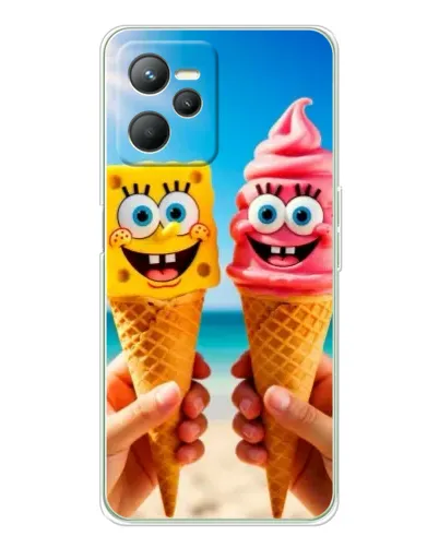 Чехол для Realme C36 с картинкой «Спанч Боб мороженое»