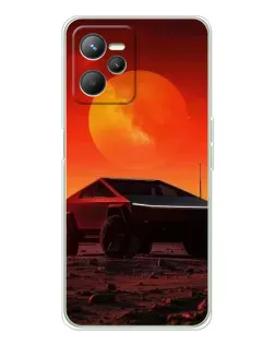 Чехол для Realme C36 с картинкой «Cybertruck на Марсе»