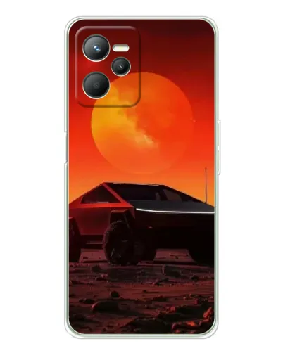 Чехол для Realme C36 с картинкой «Cybertruck на Марсе»