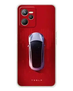 Чехол для Realme C36 с картинкой «Tesla Top View»