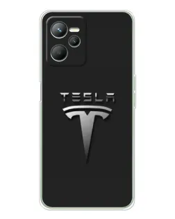 Чехол для Realme C36 с картинкой «Стальной логотип Tesla»