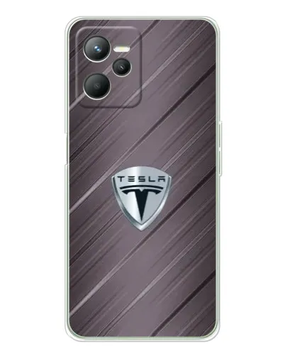 Чехол для Realme C36 с картинкой «Металлическая текстура Tesla»