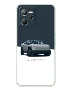 Чехол для Realme C36 с картинкой «Серебристый Cybertruck Tesla»