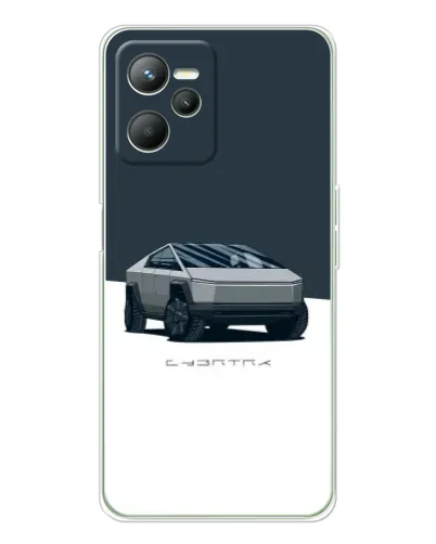 Чехол для Realme C36 с картинкой «Серебристый Cybertruck Tesla»