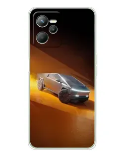 Чехол для Realme C36 с картинкой «Cybertruck в пустыне»