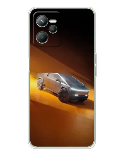 Чехол для Realme C36 с картинкой «Cybertruck в пустыне»