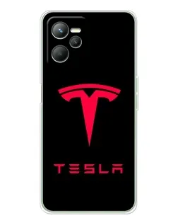 Чехол для Realme C36 с картинкой «Tesla Red Logo»