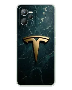 Чехол для Realme C36 с картинкой «Мраморная Tesla Gold»