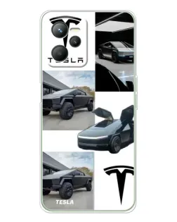 Чехол для Realme C36 с картинкой «Коллаж Cybertruck Tesla»