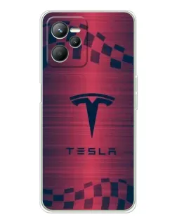 Чехол для Realme C36 с картинкой «Тесла красный карбон»
