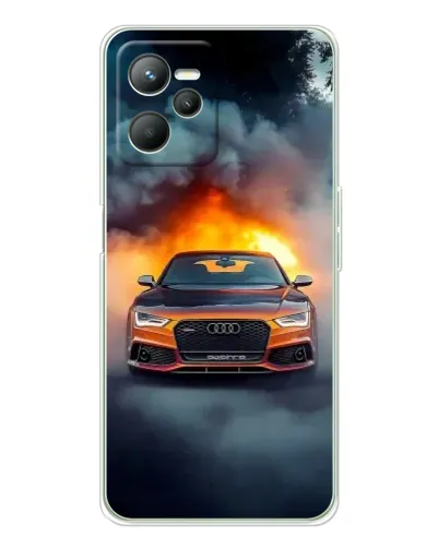 Чехол для Realme C36 с картинкой «Audi в огненном дыму»