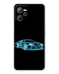 Чехол для Realme C36 с картинкой «Неоновый контур Lamborghini»