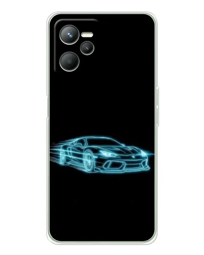 Чехол для Realme C36 с картинкой «Неоновый контур Lamborghini»
