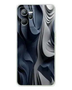 Чехол для Realme C36 с картинкой «Объемные синие складки»