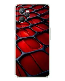Чехол для Realme C36 с картинкой «Красная глянцевая сетка»