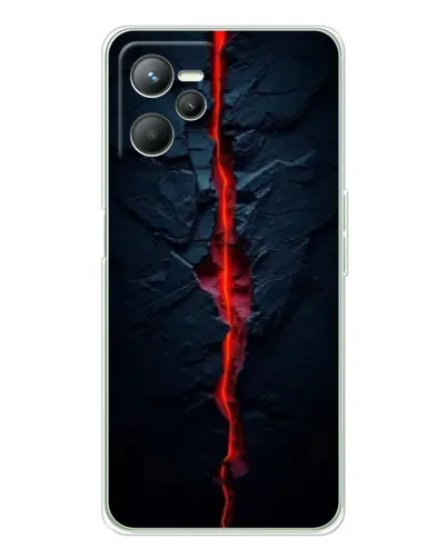 Чехол для Realme C36 с картинкой «Kрасная лавовая трещина»