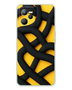 Чехол для Realme C36 с картинкой «Черное желтое переплетение»