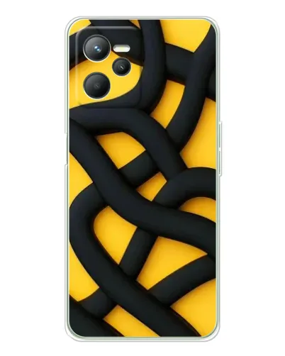 Чехол для Realme C36 с картинкой «Черное желтое переплетение»