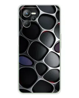 Чехол для Realme C36 с картинкой «Объемная темная решетка»