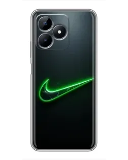 Чехол для Realme C51 с картинкой «Неоновый контур Nike» Чехол для Realme C51 с картинкой «Неоновый контур Nike»