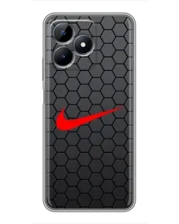 Чехол для Realme C51 с картинкой «Nike — карбоновая сетка»