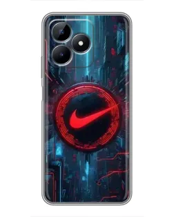 Чехол для Realme C51 с картинкой «Техногенный стиль Nike»
