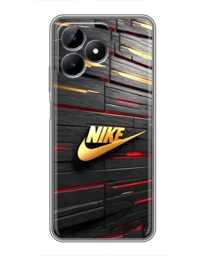 Чехол для Realme C51 с картинкой «Золотой Nike на металле»