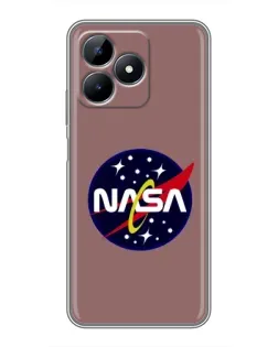 Чехол для Realme C51 с картинкой «NASA — ретро космос»