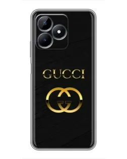 Чохол для Realme C51 з картинкою «Золотий логотип Gucci»