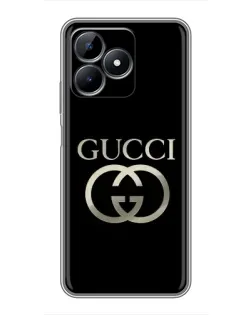 Чохол для Realme C51 з картинкою «Gucci — золото на чорному»