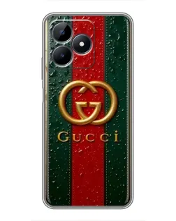 Чохол для Realme C51 з картинкою «Gucci — фірмова смуга та золото»