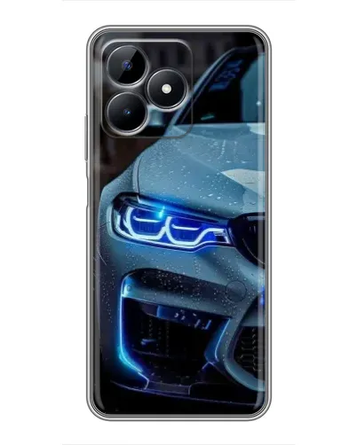 Чехол для Realme C51 с картинкой «Взгляд BMW с синими фарами»