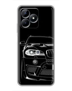 Чехол для Realme C51 с картинкой «Темный силуэт BMW»