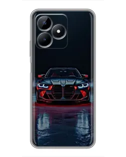Чехол для Realme C51 с картинкой «BMW на мокрой дороге»