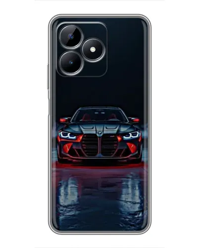 Чехол для Realme C51 с картинкой «BMW на мокрой дороге»