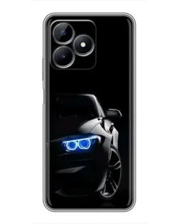 Чехол для Realme C51 с картинкой «BMW — ночной взгляд»
