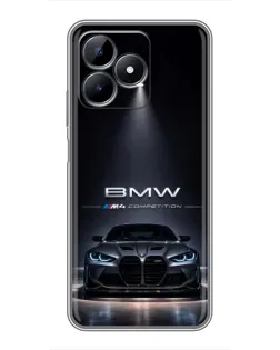 Чехол для Realme C51 с картинкой «BMW сквозь ночной город»