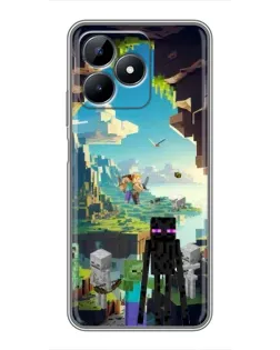 Чехол для Realme C51 с картинкой «Эндермен в лесу»