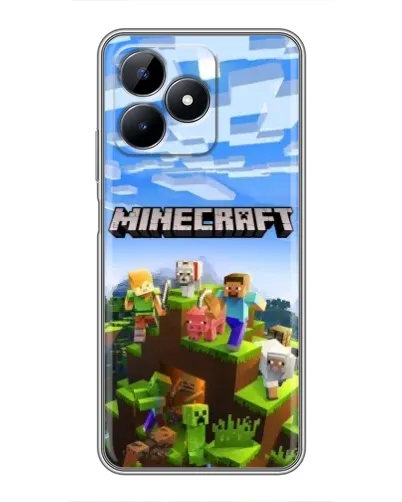 Чехол для Realme C51 с картинкой «Minecraft классический мир»
