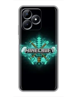 Чехол для Realme C51 с картинкой «Minecraft Diamond лого»