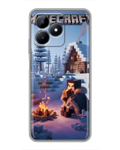 Чехол для Realme C51 с картинкой «Зимний Minecraft»