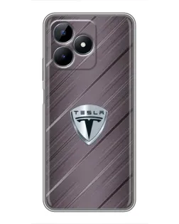 Чехол для Realme C51 с картинкой «Металлическая текстура Tesla»