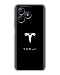 Чехол для Realme C51 с картинкой «Tesla White Logo»