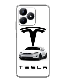 Чехол для Realme C51 с картинкой «Tesla White Style»