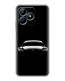 Чехол для Realme C51 с картинкой «Фары Tesla Night»