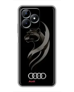 Чехол для Realme C51 с картинкой «Графика — пантера и Audi»
